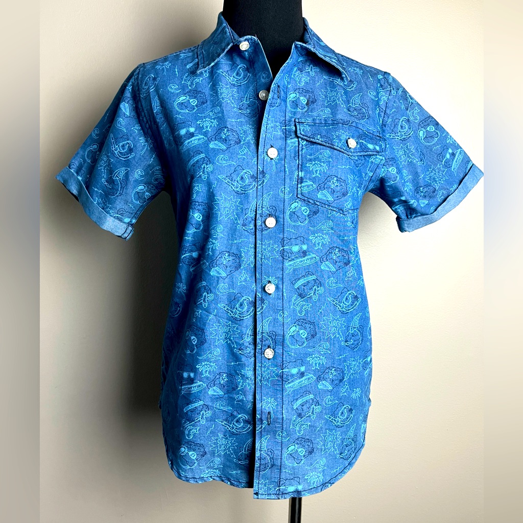 Lucky Brand Unisex Surfing Bear Button Up Shirt